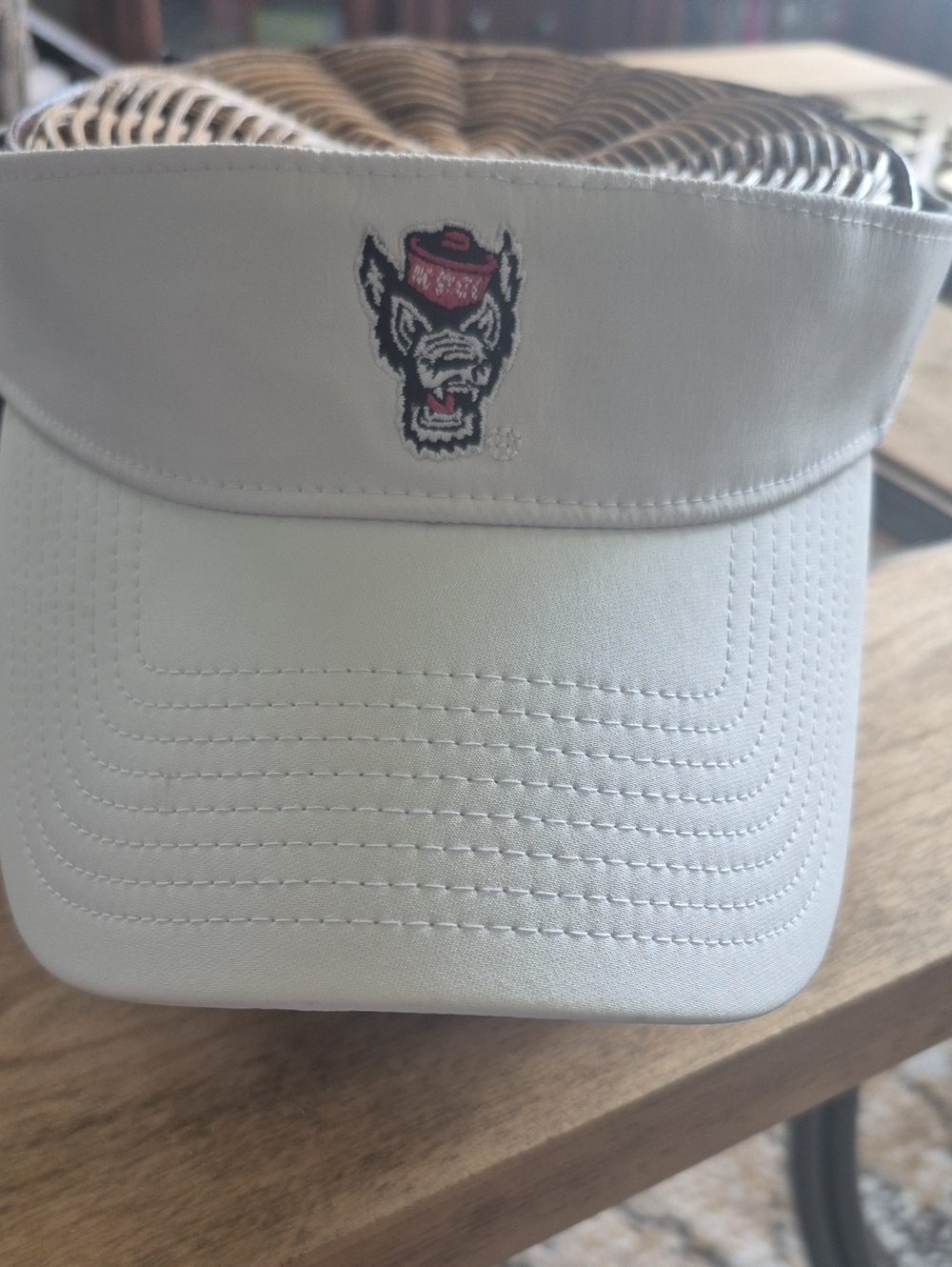 adidas White Men’s Visor with Wolf Patch and Red Accent